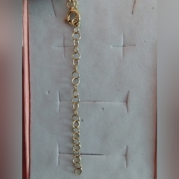 17.5" 925 Italy Gold overlay Necklace with 5 stones - Picture 9 of 13